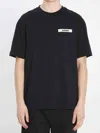 Jacquemus Grosgrain Crewneck T-shirt Short Sleeves In Black