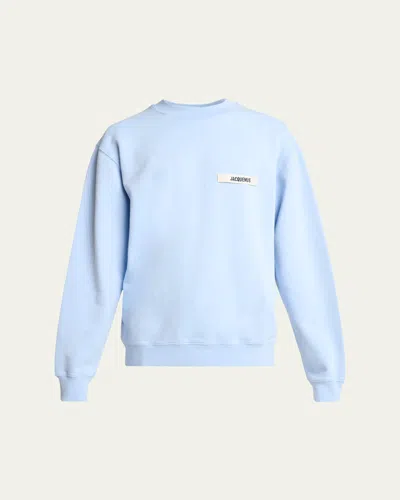 Jacquemus Light Blue Sweatshirt With Gros-grain Logo