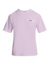 Jacquemus Grosgrain Left Chest Label Cotton T-shirt In Pink