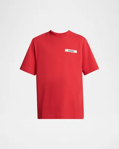 JACQUEMUS MEN'S GROSGRAIN LOGO CREWNECK T-SHIRT