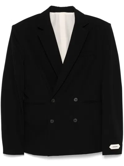 Jacquemus Fernando Double-breasted Padded-shoulder Blazer In Black
