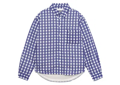 Pre-owned Jacquemus Men's  La Chemise Boulanger Checked Puffed Overshirt In Navy Blue Checks