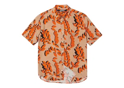 Pre-owned Jacquemus Men's  La Chemise Melo Leaves Print Shirt In Orange
