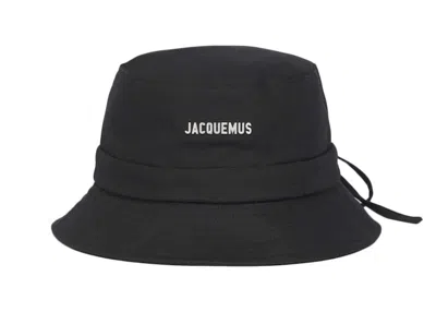 Pre-owned Jacquemus Men's  Le Bob Gadjo Bow Bucket Hat In Black