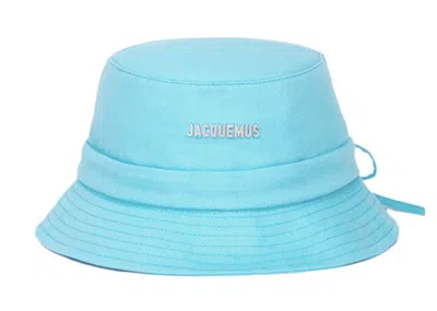 Pre-owned Jacquemus Men's  Le Bob Gadjo Bow Bucket Hat In Turquoise In Blue