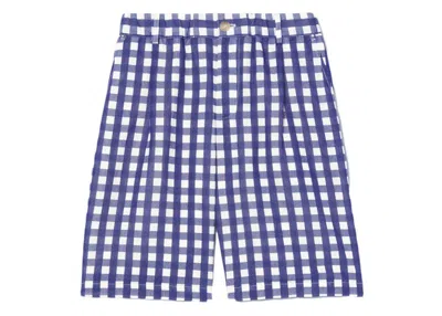 Pre-owned Jacquemus Men's  Le Short Gelati Pleated Shorts In Navy Blue Checks