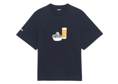 Pre-owned Jacquemus Men's  Le T-shirt Succo Orange Juice T-shirt In Navy Blue