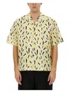 Jacquemus Yellow Cotton Jean Shirt With Playful Leaf Pattern In Yellow