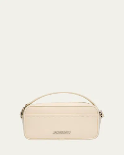 Jacquemus Men's La Baneto Leather Crossbody Bag In Light Ivory