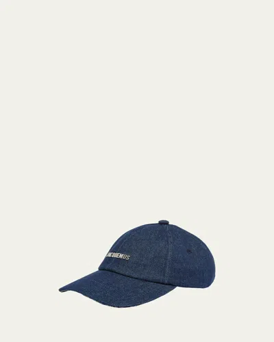 Jacquemus Men's La Casquette Gadjo Denim Baseball Cap In Blue