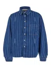 Jacquemus Relaxed-fit Denim Shirt With Vertical Stripes In Blue