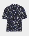 Jacquemus 'la Chemise Jean' Blue Bowling Shirt With Cuban Collar And All-over Logo Motif