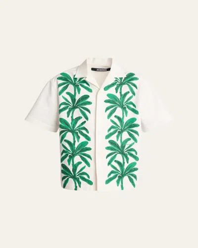JACQUEMUS MEN'S LA CHEMISE JEAN CAMP SHIRT