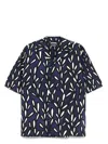 Jacquemus 'la Chemise Jean' Blue Bowling Shirt With Cuban Collar And All-over Logo Motif In Navyblack