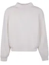 Jacquemus Curved Knit High Neck Sweater In White