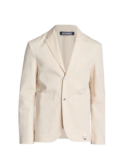 Jacquemus Men's La Waistcoate Denim Blazer In Beige