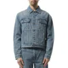 Jacquemus Vintage Light Wash Cropped Denim Jacket In Blue/tabac
