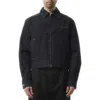 Jacquemus La Veste De-nimes Canevas Blue Jacket With Classic Collar And Logo Lettering On The Front In Denim M In Dark Navy