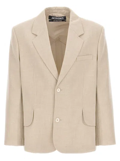 Jacquemus Men La Veste Titolo Blazer Jacket In Neutral