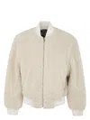 Jacquemus Le Blouson Pilou Shearling Bomber Jacket In White
