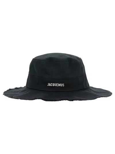JACQUEMUS JACQUEMUS MEN 'LE BOB ARTICHAUT' BLACK HAT WITH METAL LOGO IN CANVAS MAN