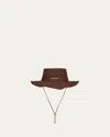 Jacquemus Logo-detailed Drawstring Hat In Brown