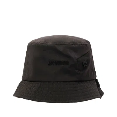 Jacquemus Men's Le Bob Nylon Bucket Hat In Black