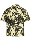 Jacquemus 'la Chemise Jean' Multicolor Bowling Shirt With Palm Print In Blackyellw