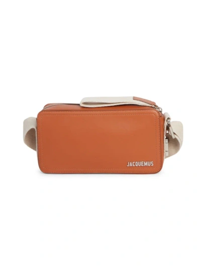 Jacquemus Men's Le Cuerda Horizontal Leather Crossbody Bag In Light Brown