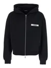 Jacquemus The Gros Grain Zip-up Hooded Sweatshirt In Black
