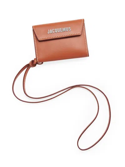 Jacquemus Men's Le Porte Logo Leather Wallet In Brown