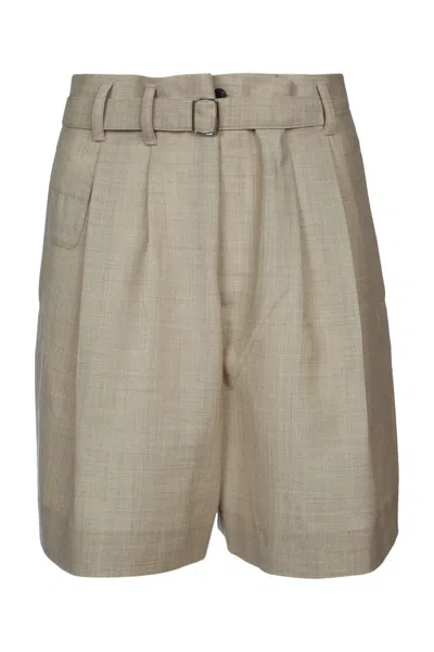 Jacquemus Beige Wool Shorts In Animal Print
