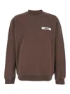 Jacquemus Le Sweatshirt Gros-grain Brown Sweatshirt With Logo Patch In Cotton Man In Multi