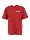 Jacquemus Le T-shirt Gros Grain Red T-shirt With Logo Patch On The Front In Cotton Man In Red