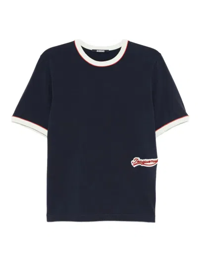 Jacquemus Contrast Trim Crew Neck Short Sleeve T-shirt In Blue