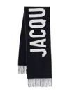 Jacquemus Brushed Finish Fringe Detailing Wraparound Scarf In Black