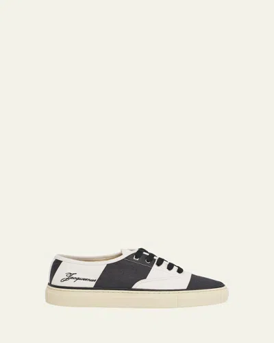 Jacquemus Men's Les Fefe Canvas Low-top Sneakers In White