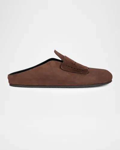 Jacquemus Men's Les Moccasin Suede Mules In Brown