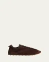 Jacquemus The Tennis Leather-trimmed Croc-effect Suede Sneakers In Brown