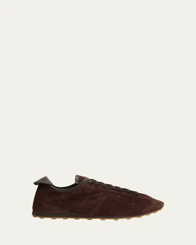 JACQUEMUS MEN'S LES TENNIS CROC-EMBOSSED SUEDE SNEAKERS