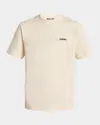 Jacquemus 'le T-shirt Gros Grain' Beige T-shirt With Logo Patch On The Front
