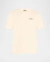 Jacquemus Men's Logo Ribbon Short-sleeve T-shirt In Beige