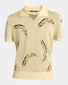 Jacquemus Crew Neck Graphic Print Polo Shirt In Banana Jacquard Yellow
