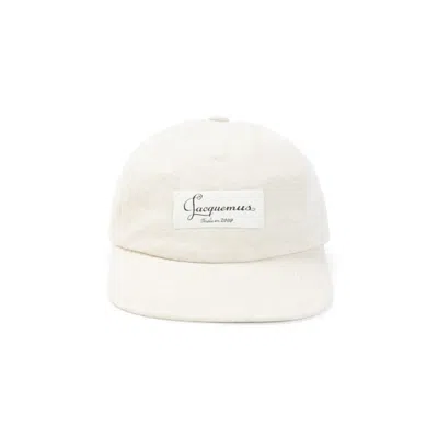Jacquemus Men Off White Logo Baseball Cap In Burgundy