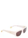 Jacquemus Cream Pilota Sunglasses In Nude & Neutrals