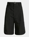 Jacquemus Men's Pleated Square Paneled Shorts In Black