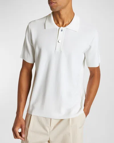 Jacquemus Men's Polo Shirt With Knit Logo In Off-white