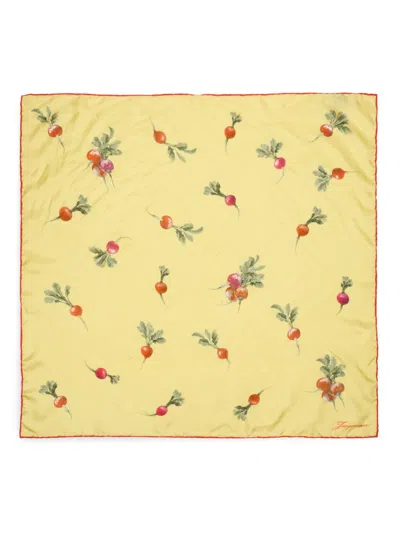 Jacquemus Men's Radish-print Silk Scarf In Yellow