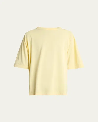 Jacquemus Men's Reverse Logo-tape Relaxed Crewneck T-shirt In Yellow