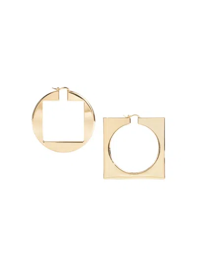 Jacquemus Men's Round Square Hoop Earrings In Gold